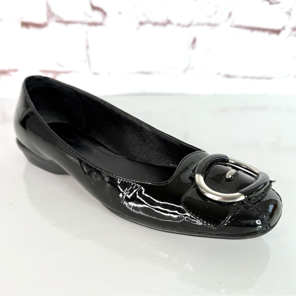 COLE HAAN NIKE AIR COLLAB Size 5.5 Black Patent Leather Ballet Flat Slip Shoes - Picture 11 of 16